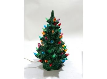 Vintage Ceramic Table Top Christmas Tree With Color Bulbs