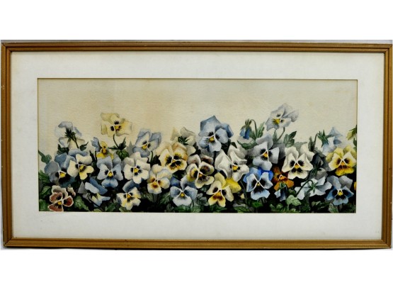 Original Vintage PANSY Flower  Watercolor Signed