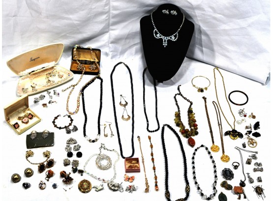 Vintage Jewelry Lot - Necklaces, Brooches, Earrings, Pendants