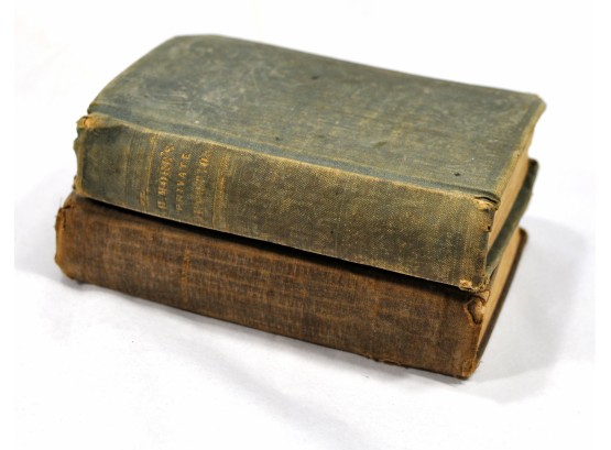 Pair Antique 1839 Small Size Books- New Testament, Private Devotion With Coin Impressions