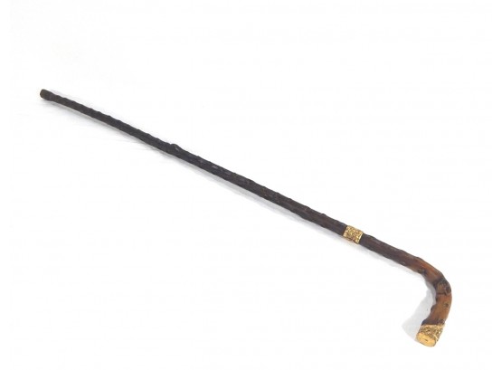 Antique Walking Stick Cane 18K Gold GP Handle