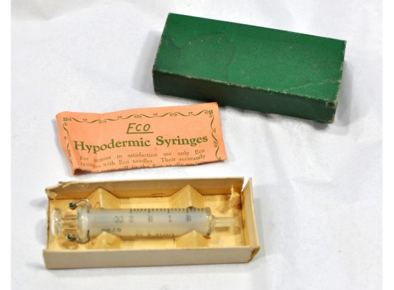Vintage Medical Syringe ECO 2CC With Box & Paperwork