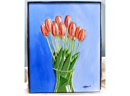Modernist GIBSON Still Life Tulips Oil Painting