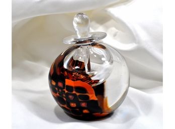 Beautiful Signed Art Glass Perfume Bottle Hand Blown