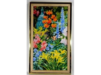 Vintage Original Harrie WOOD Flower Garden Oil Painting