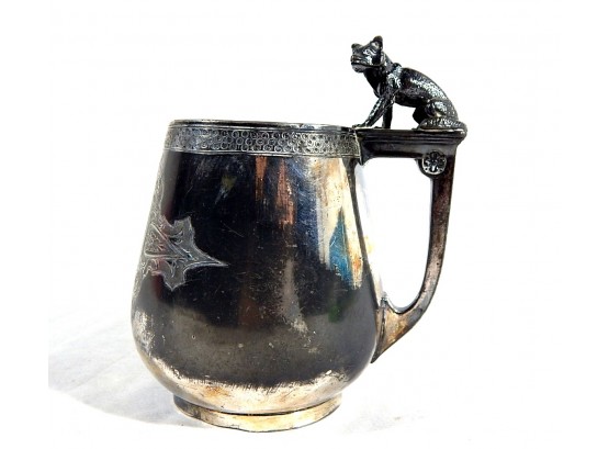 Antique Rogers Smith & Co Silver Plate Cup With Dog Figure On Handle