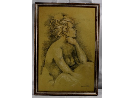 Original Kathleen WARD Framed Charcoal Nude Drawing