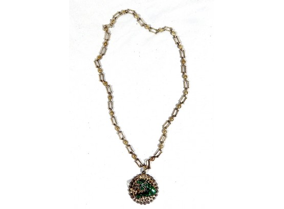 Vintage Sterling GUCCI Necklace With Large Enameled Tiger Pendant