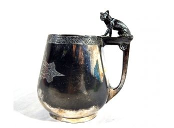 Antique Rogers Smith & Co Silver Plate Cup With Dog Figure On Handle
