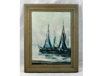 Vintage Oil On Canvas Painting SHIPS