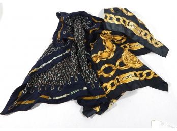 Authentic CHANNEL & GUCCI Vintage Silk Scarfs