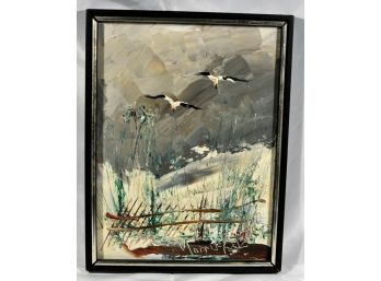 MORRIS KATZ Original Oil On Board Painting Seagulls Framed