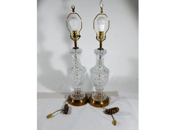 Pair Vintage Glass Lamps