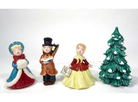 Vintage Holland Mold Ceramic Group  Christmas Tree & Figures - Caroling