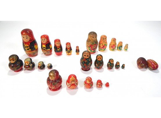 Sets Of Vintage Russian Matryoshka Nesting Dolls & Easter Eggs