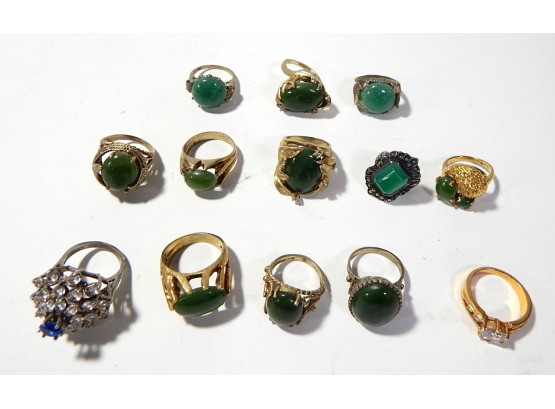 Lot 13 Vintage Sterling Silver Rings With Stones