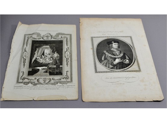 Pair Original 18th Century Engravings King Richard III