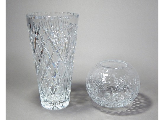 Lot 2 Vintage Cut Glass Vases