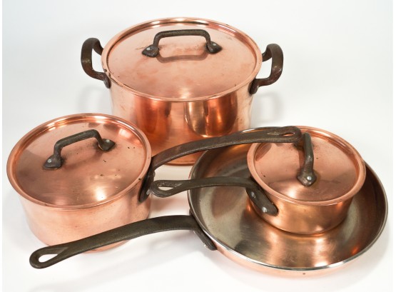 Vintage 4 Piece Set Of Copper Cookware