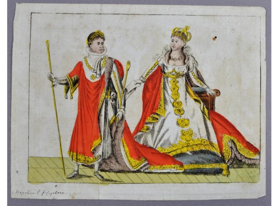 Antique 1700's King & Quinn Color Engraving Hand Signed