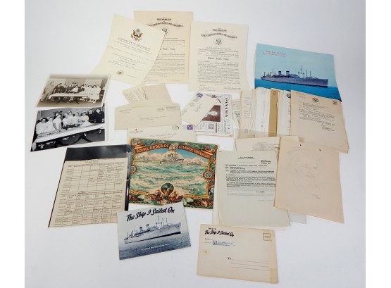 Large US NAVY Ephemera USNS Henry Gibbins (T-AP-183) Lot- Certificates, Photos, Documents, Envelopes Etc.