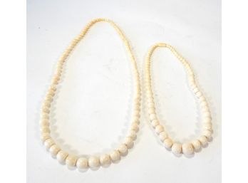 Lot 2 Antique Ivory Graduated Bead Necklaces