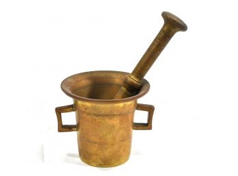 Antique Russian Brass Mortar And Pestle Set