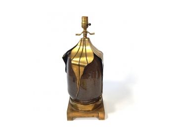 Vintage Designer Brass & Pottery Table Lamp