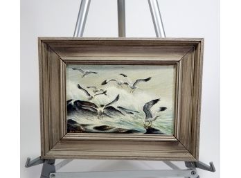 Original Fred MUELLER Oil Painting Seagulls