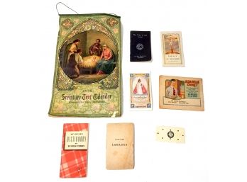 Vintage Paper Lot: Calendar, Cook Books, Baseball Scoring Card, Etc