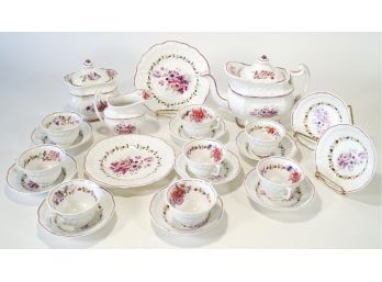 Lot Of Antique Floral Spode Porcelain Tea Service