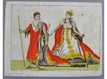 Antique 1700's King & Quinn Color Engraving Hand Signed
