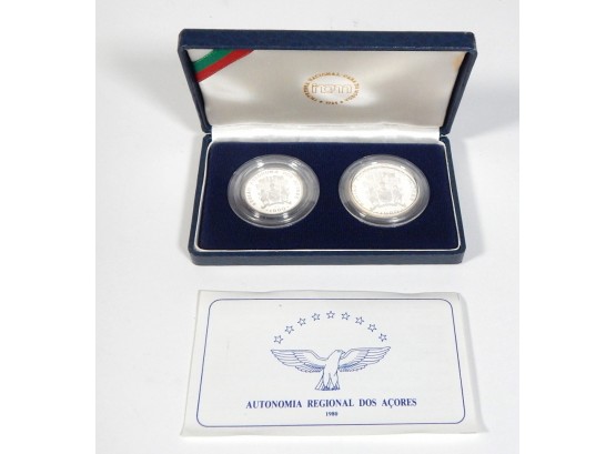 1980 Azores Silver Proof Coin Set With Box & COA