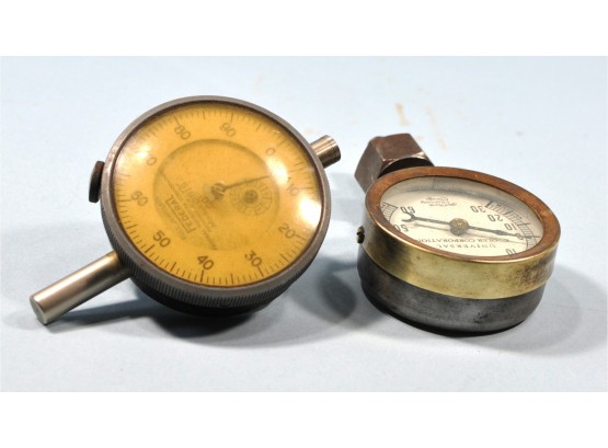 Lot 2 Antique Gauges - Universal By Marsh & Federal Production Brass