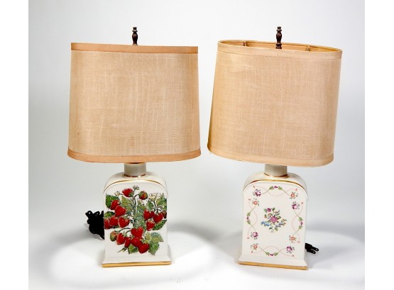 Pair Vintage Porcelain Lamps