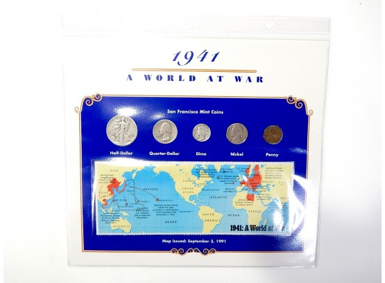 World In War Coins & Stamps -1941 San Francisco Mint Coin Set