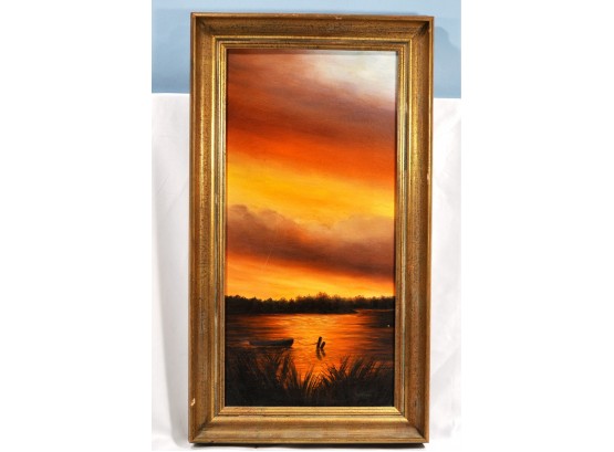 Original A. NEVEU (XX) ' Sunset Cove ' Oil Painting