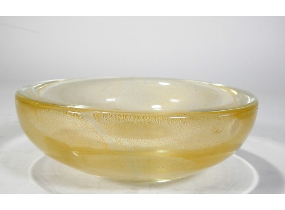 Vintage Murano Glass Bowl With Gold Inclusion
