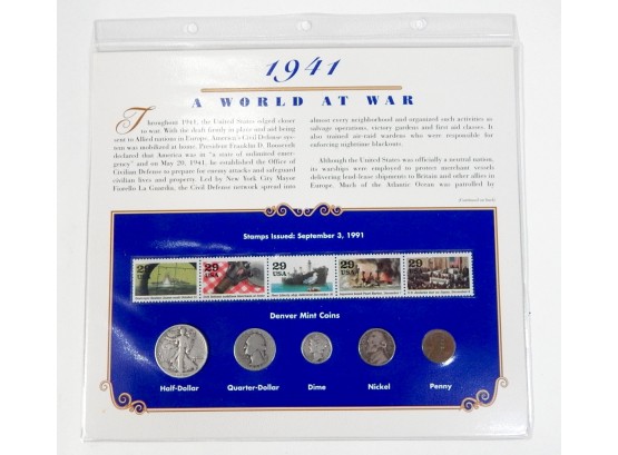 World In War Coins & Stamps -1941 Denver Mint Coin Set