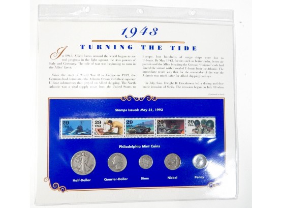 World In War Coins & Stamps -1943 Philadelphia Mint Coin Set