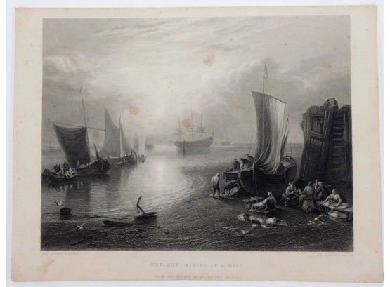 Authentic J. M. W. Turner (1775-1851) ' Sun Rising ' Engraving For Framing