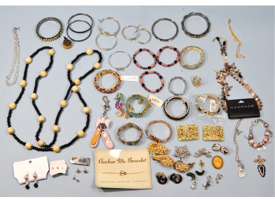 Costume Jewelry Lot - Necklaces, Bracelets, Earrings, Rings