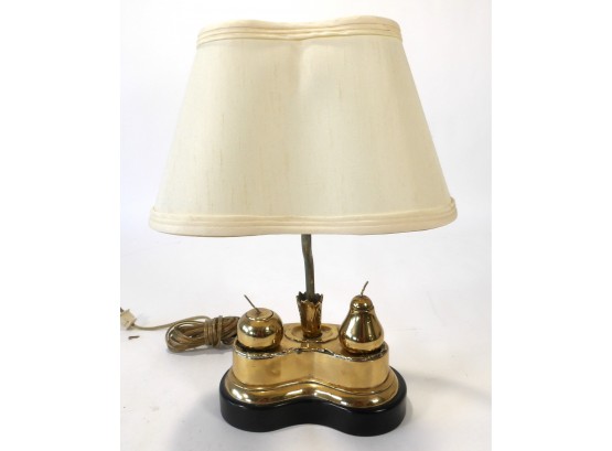 Vintage Brass Look Lamp With Fruit