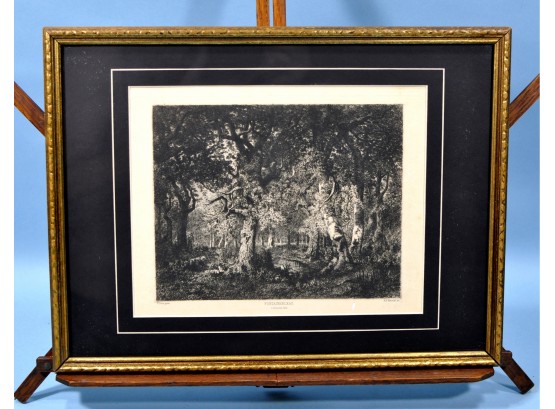 Original A.P. Martial (1827-1883) Forest Engraving 'Fontainebleau'
