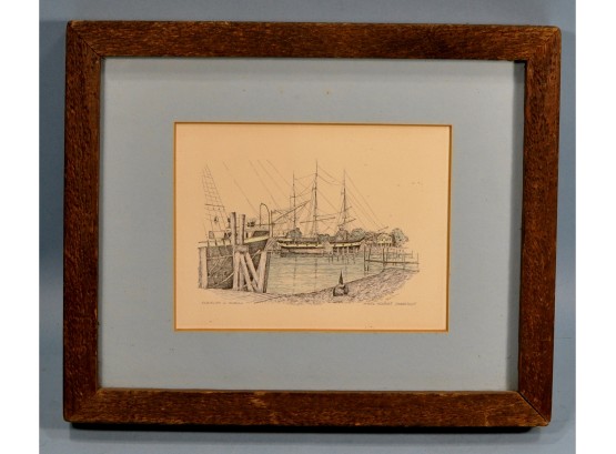 Charles MORGAN Framed Ship Print ' Mystic Seaport' Connecticut
