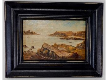 Small Antique MATHEE Seascape Oil Painting