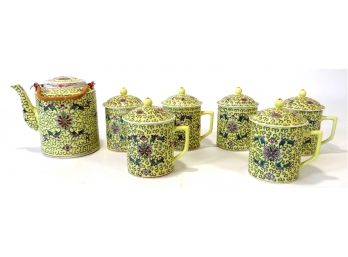 Teapot Set With Six Mugs With Lids Made In China