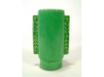 Art Pottery Green Cylinder Vase Made In USA