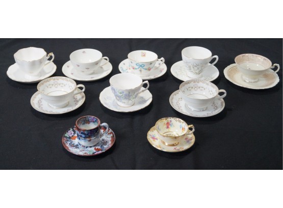 Lot Of 10 Bone China Cups And Saucers