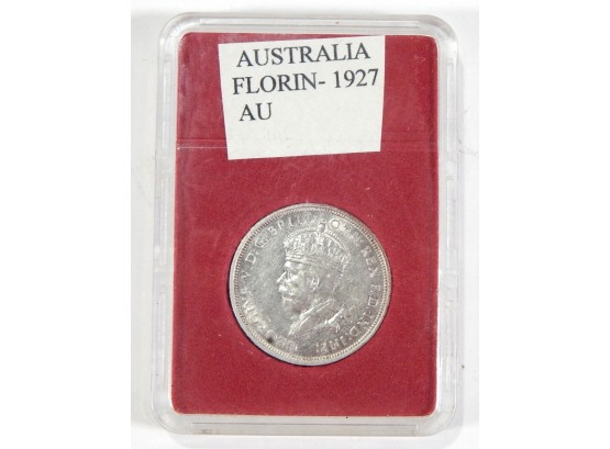 1927 Florin Australian Silver Coin AU Details